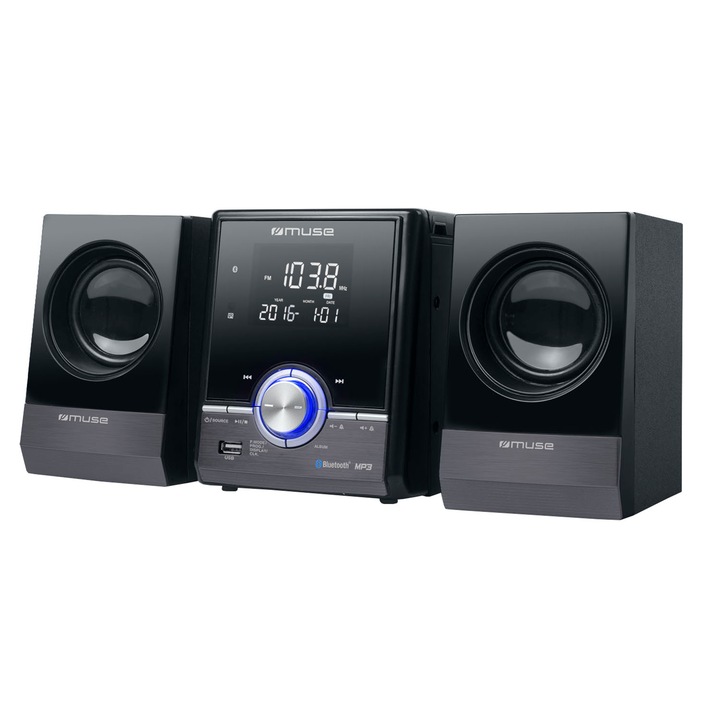 Аудио система Muse M-38 BT, Bluetooth, CD-Player, LCD, Черна