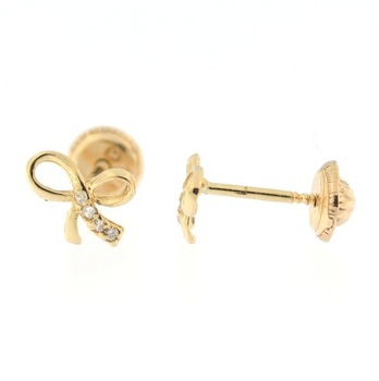 Cercei din aur galben pentru copii, Funtite cu pietricele Cercei din aur galben pentru copii, Funtite cu pietricele