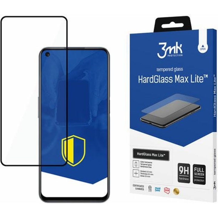 Защитен протектор 3MK, HardGlass Max Lite Realme 9 5G, Черен
