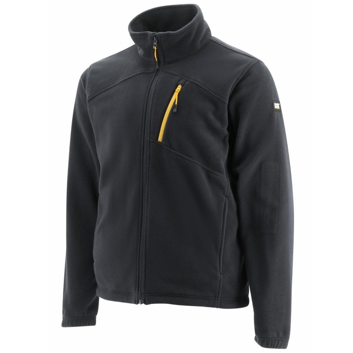Polár munkapulóver, CAT, Essential FZ Fleece, Fekete, M
