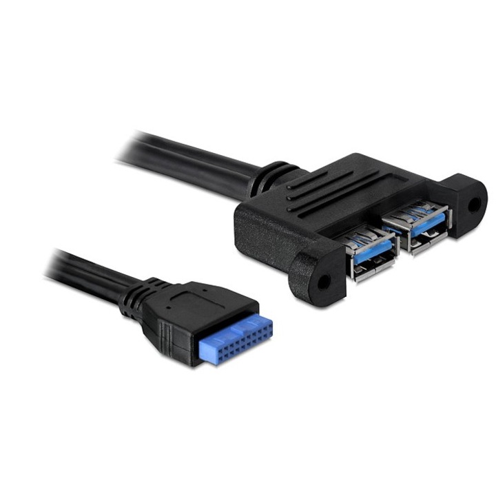 Cablu USB 3.0, DeLockpin, Negru