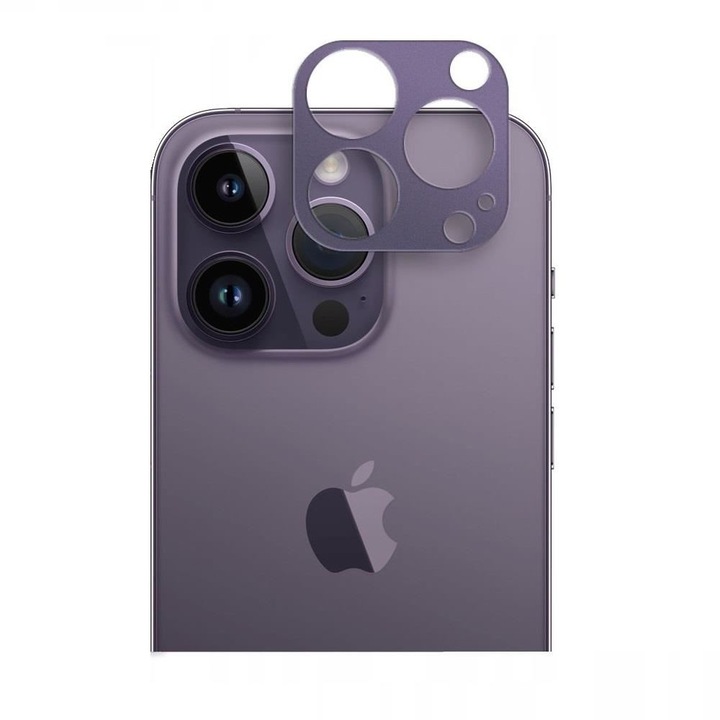 Folie de protectie camera compatibila cu Apple iPhone 14 Pro/14 Pro Max, FullCam Pro Plus, metal si sticla securizata, Mov