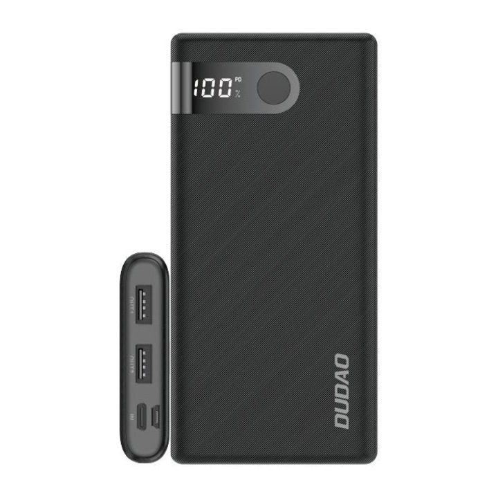 Powerbank, Dudao, 10000 mAh, 2x USB / USB tip C / micro USB, 2 A, Negru