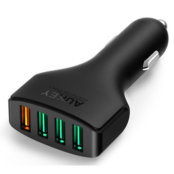 Incarcator auto Aukey CC-T9, 4 sloturi USB, negru Incarcator auto Aukey CC-T9, 4 sloturi USB, negru