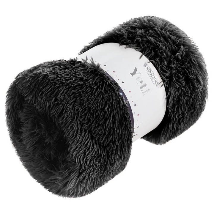 Patura pentru fotoliu YETI 70x150 blana textura paros negru