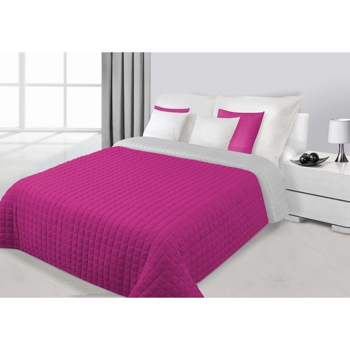 Cuvertura matlasata, Poliester, 220 x 240 cm, Roz