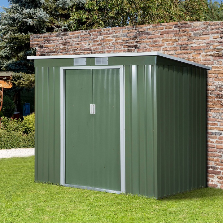 Magazin de gradina. Outsunny, Otel, 213x130x173 cm, Verde