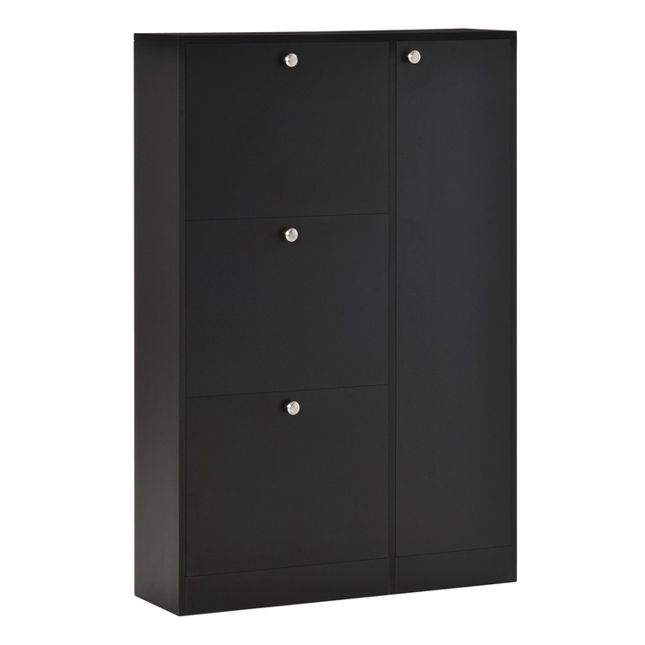 Поставка за обувки с 8 отделения, Homcom, дърво, 80 x 24 x 120 см, черна