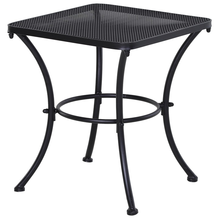Masuta de cafea de gradina, Outsunny, Otel, 45x45x50 cm, Negru