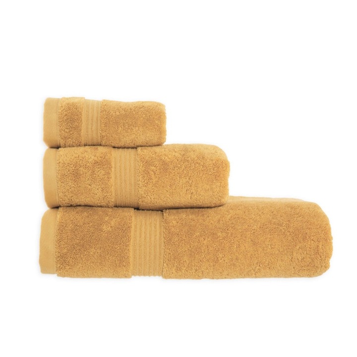 Set 3 prosoape, Nef Nef, Bumbac, 30 x 50cm / 50 x 100cm / 80 x 160cm, Galben