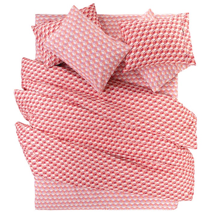 Lenjerie de pat, Guy Laroche, bumbac, 2 cearsafuri, 270 x 265 cm, 2 fete de perna, multicolor