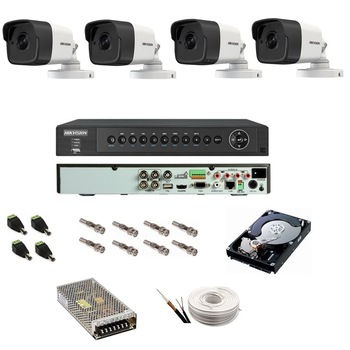 Kit complet supraveghere 5 MP Hikvision Turbo HD cu 4 camere Bullet IR 20 m,alimentatori, cabluri, mufe, HDD 1 Tb, vizualizare pe internet Kit complet supraveghere 5 MP Hikvision Turbo HD cu 4 camere Bullet IR 20 m,alimentatori, cabluri, mufe, HDD 1 Tb, vizualizare pe internet