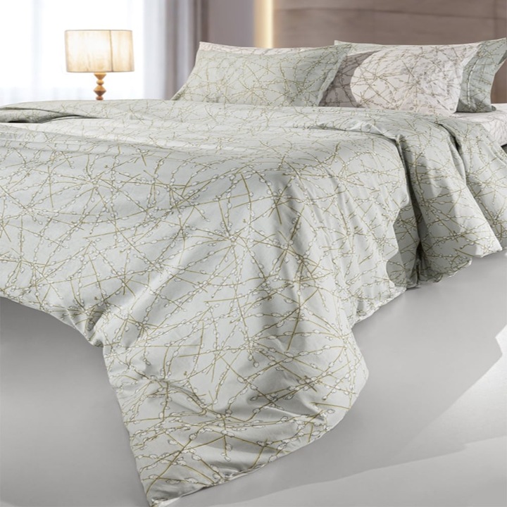 Lenjerie de pat Set 3 piese, Guy Laroche, 100% bumbac percal, alb, dimensiuni variate