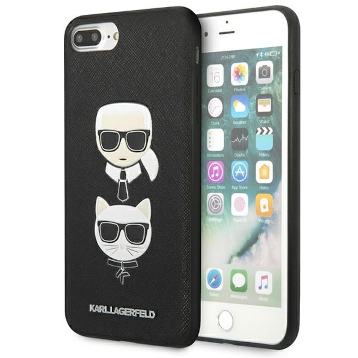 Karl Lagerfeld telefonvédő tok, kompatibilis iPhone 8/7 Plus készülékkel, TPU, fekete