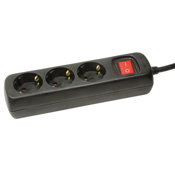Удължител, LogiLink, 3 гнезда, 1.4m, черен