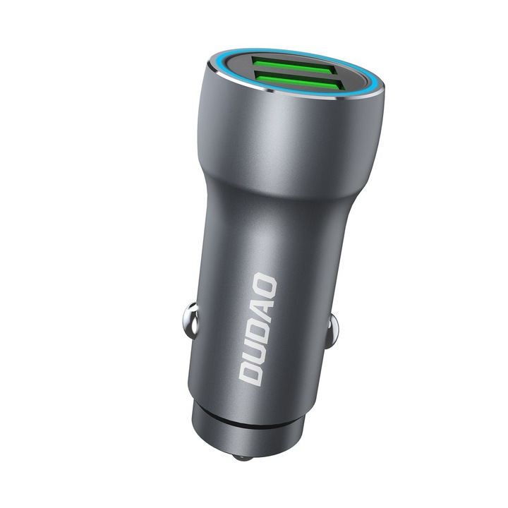 Dudao R4+ 2xUSB 120W 3A autós töltő, szürke