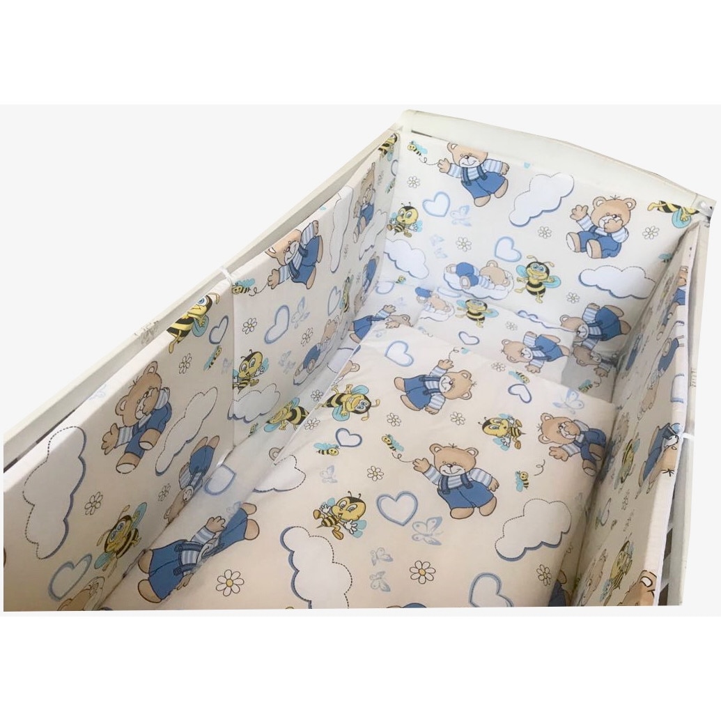 Aparatori laterale protectii laterale pat 120x60 cm h40cm Deseda Ursuleti pe alb