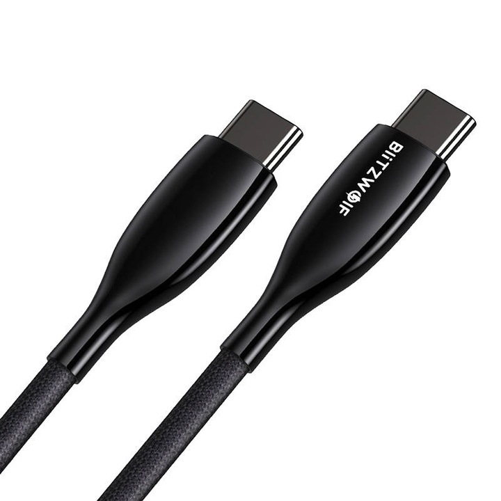 Cablu de date, BlitzWolf, USB-C/USB-C 100 W, 5 A, 1,8 m, Negru