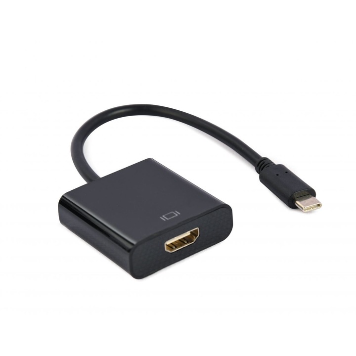Gembird A-CM-HDMIF-03 USB Type-C към HDMI 4K30Hz адаптерен кабел черен A-CM-HDMIF-03