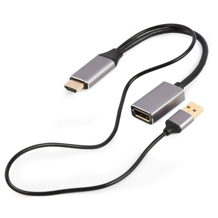 Gembird A-HDMIM-DPF-02 Активен адаптер 4K HDMI мъжки към DisplayPort женски Черен A-HDMIM-DPF-02
