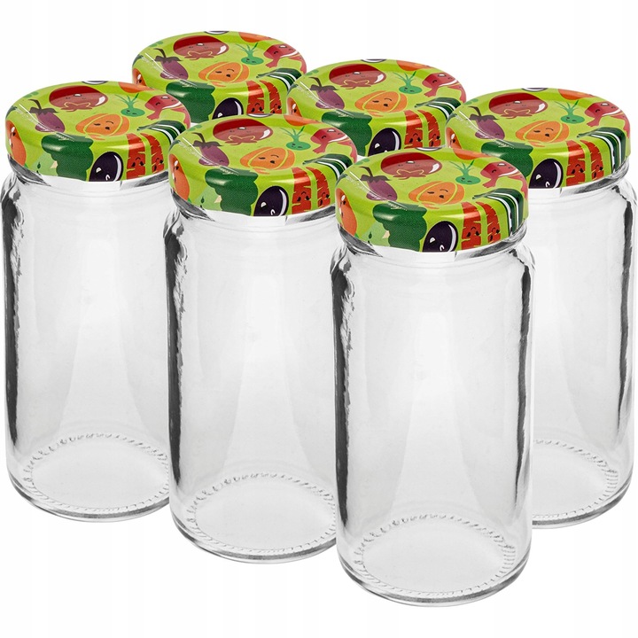 Set 6 borcane cu capac, Browin, Sticla, Capac otel galvanizat, 43 mm, 90ml, Multicolor