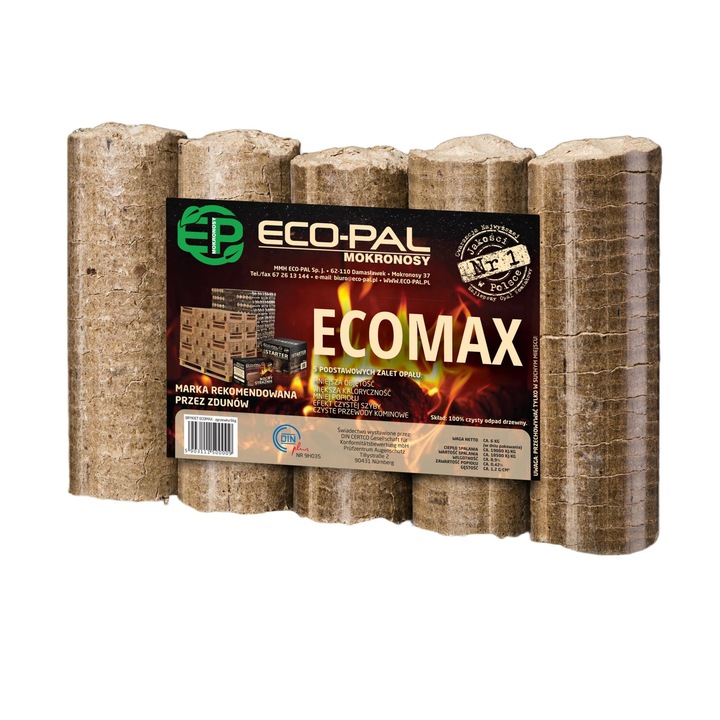 Bricheta din lemn pentru semineu, Ecomax, Eco-Pal 6kg