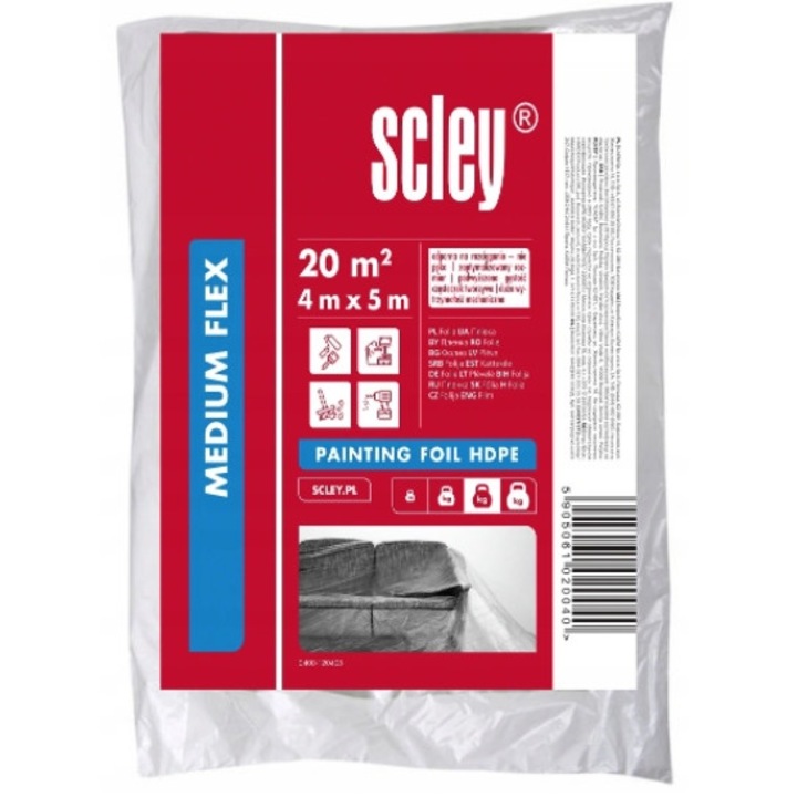 Folie protectie pentru vopsit, Scley, HDPE Extra Flex, 4 x 5m