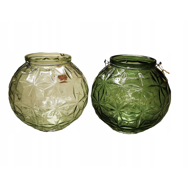 Set 2 Sfesnice decorative, Boltze, Sticla, 21 cm, Verde