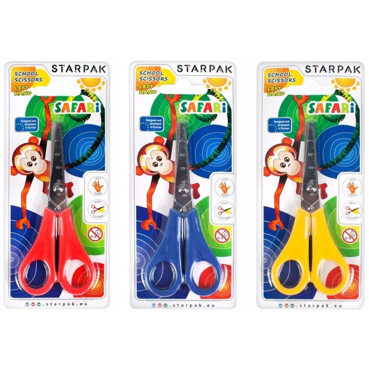 Set 3 foarfece de scoala, Metal, Multicolor, 13.5 cm