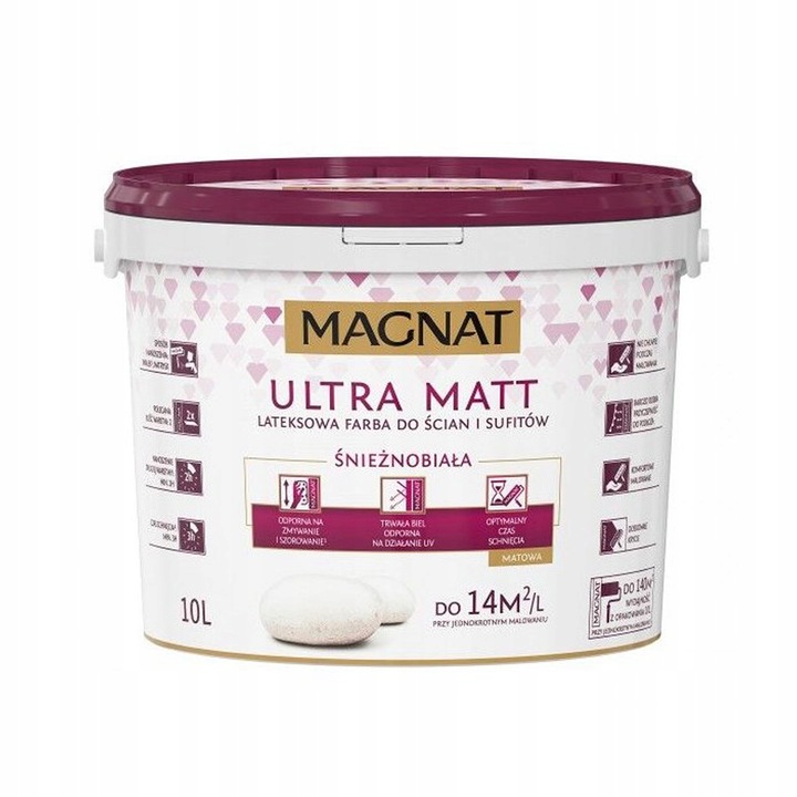 Festék falra és mennyezetre, Magnat, 10 l, Fehér