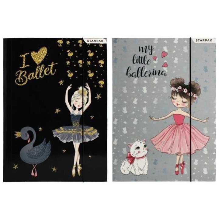 Set 2 dosare cu banda elastica A4 Balerina, Starpak, Hartie, Multicolor