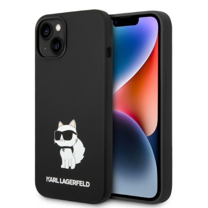 IPhone 15 Plus / iPhone 14 Plus tok - Karl Lagerfeld Szilikon MagSafe (KLHMP14MSNCHBCK) - Choupette
