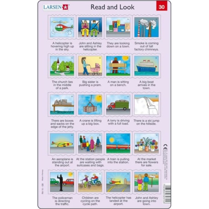Angol nyelvű puzzle, Larsen, 20 darab, Többszínű