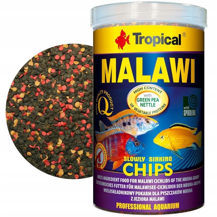 Hrana pentru pesti Chips, Tropical, Pentru ciclide, 1000ml - 520g