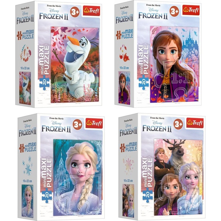 Комплект 4 x Пъзел, Trefl, Модел Frozen Ice Kingdom 2, 4 x 20 части