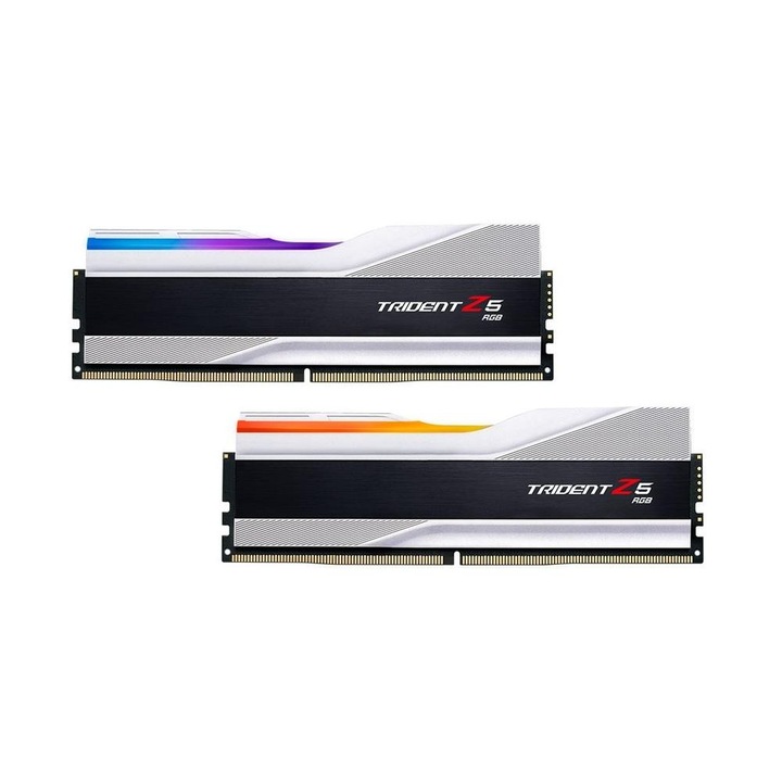 Memorie G.SKILL Trident Z5 RGB White 64GB(2x32GB) DDR5 PC5-48000 6400MHz CL32 F5-6400J3239G32GX2-TZ5RS