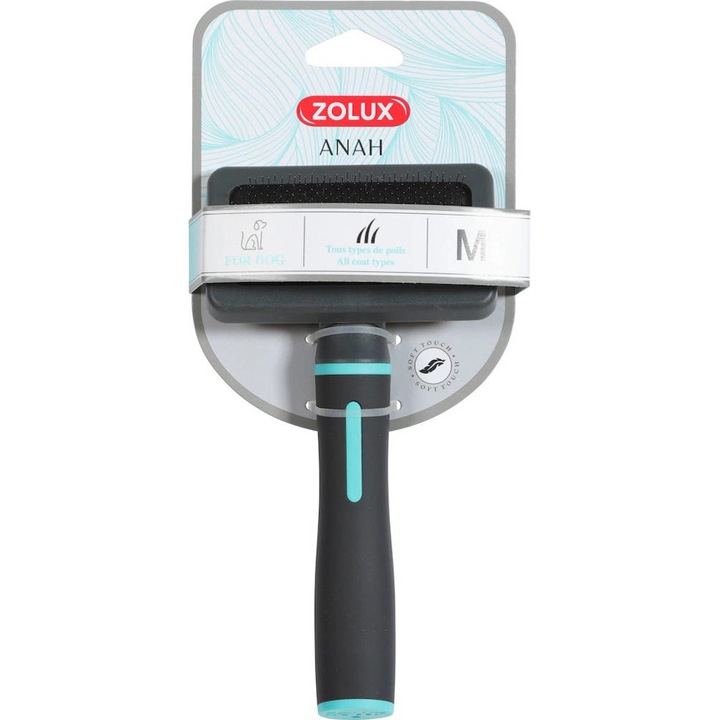 Szőrkefe kutyáknak, Zolux, Gumi, 95 x 35 x 183 mm, Fekete/Kék