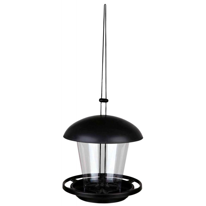 Hranitoare pentru pasari exterior, Trixie, Plastic, 900ml/17cm, Negru