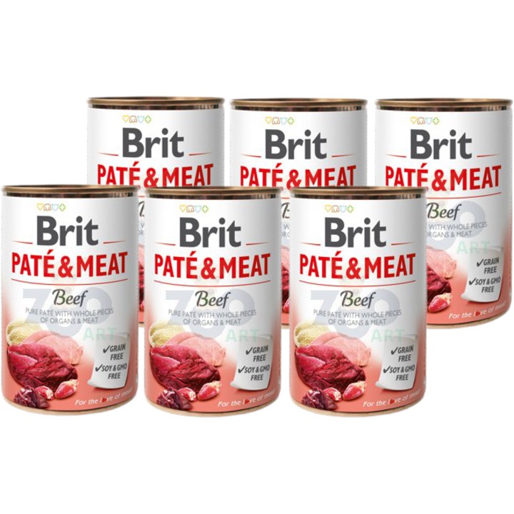 Hrana umeda pentru caini Brit Pate & Meat Vita, 6x400g