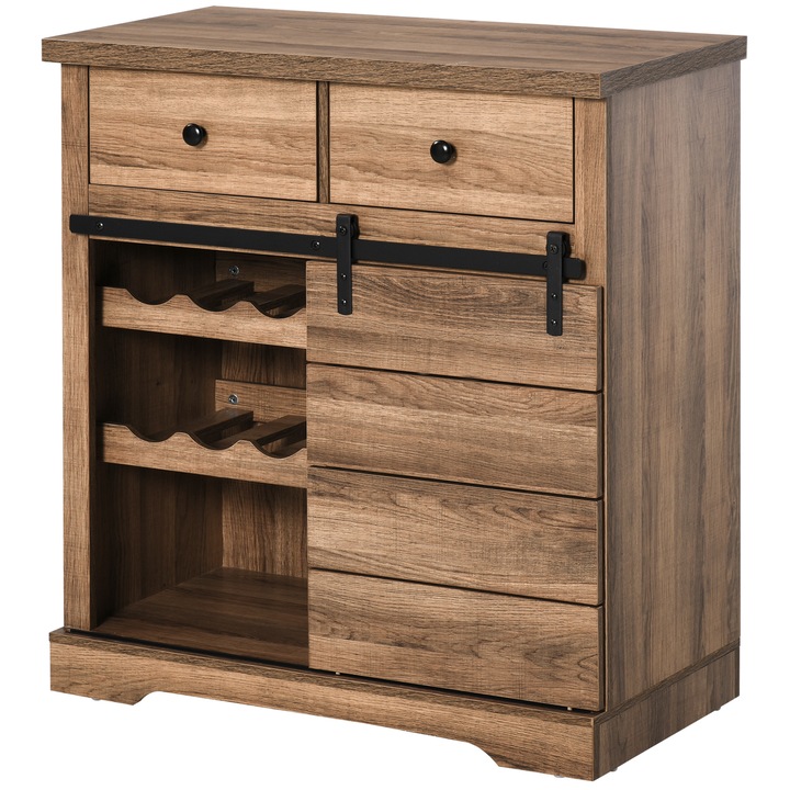 Comoda, Homcom, Stil industrial, 80 x 39 x 86 cm, Lemn, Maro