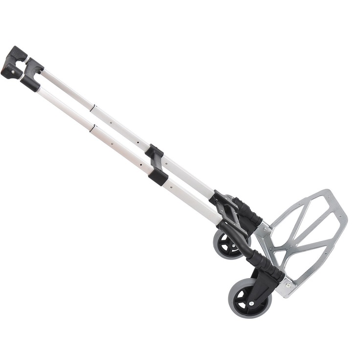 Количка за багаж, Сгъваема, Изработена от алуминий и пластмаса, Макс. 70кг, Сребриста, 41x38.7x100cm