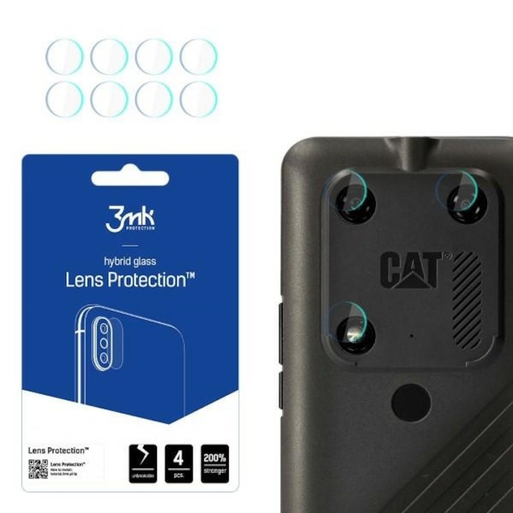 Защитно фолио за камера, 3MK, Съвместимо с Cat S53, Стъкло, Прозрачно, 4 бр.