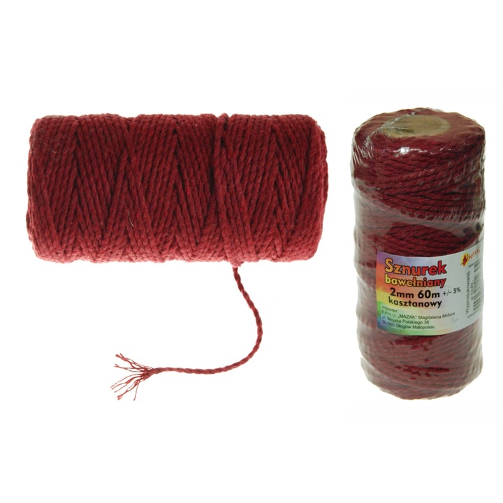Shan makramé pamutzsinór 60m 2mm Piros
