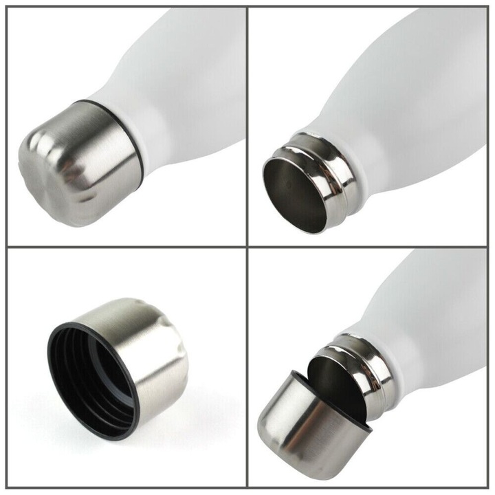 Termos din otel inoxidabil, 500ml, capac cu inchidere etansa, design ergonomic, alb