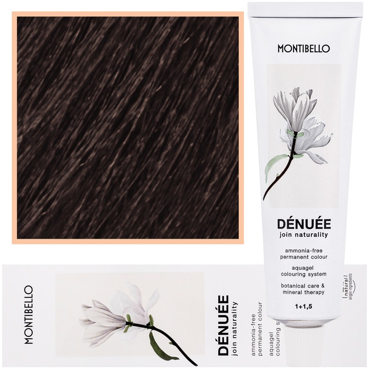Vopsea de par Denuee, Montibello, Vegan, 60ml, culoare 4.61 Ash Chestnut Brown