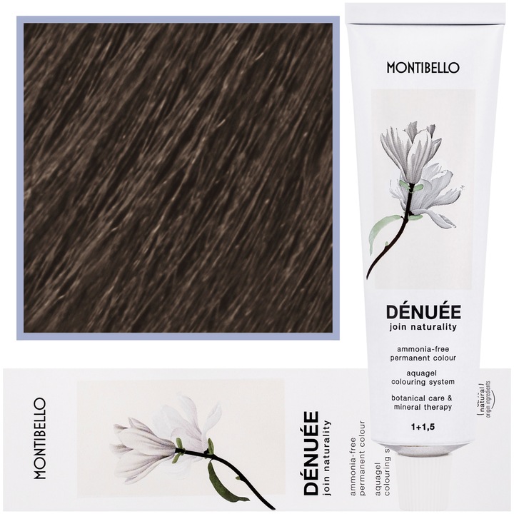 Vopsea de par Denuee, Montibello, Vegan, 60 ml, Culoare 6.1 Ash Dark Blond