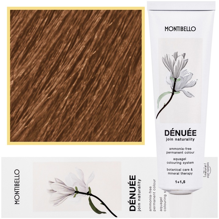 Vopsea de par Denuee, Montibello, Vegan, 60 ml, Culoare 8.34 Cupru-Auriu Blond Deschis
