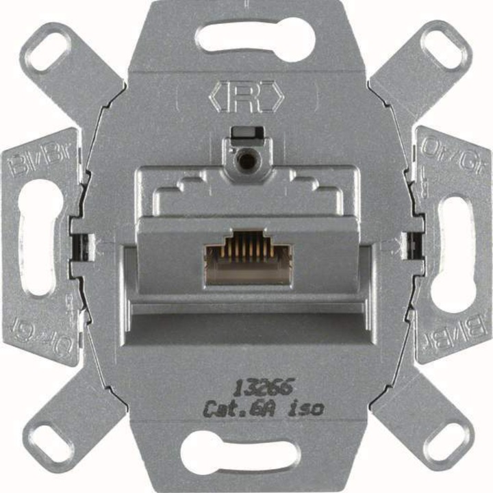 Гнездо Hager RJ45, Cat 6A, сребристо