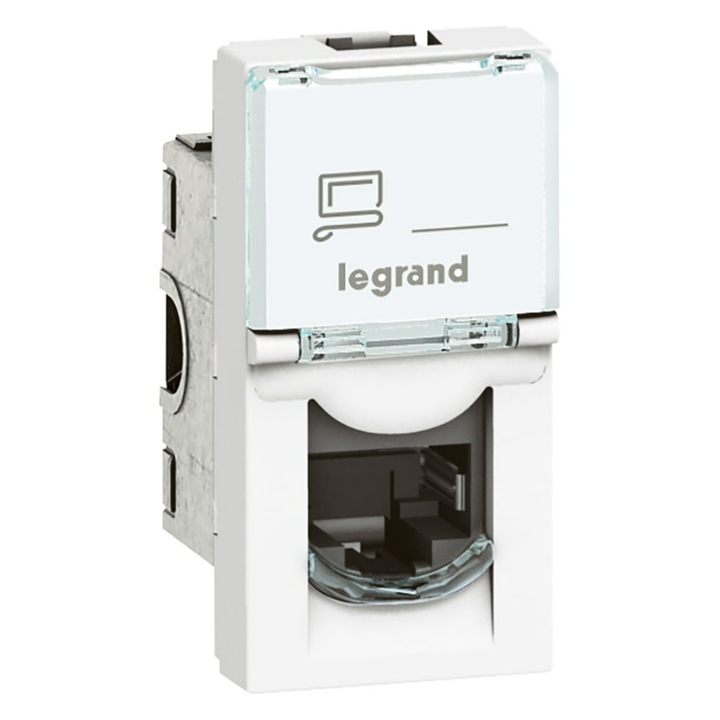 Контакт, Legrand Mosaic, RJ45, бяло