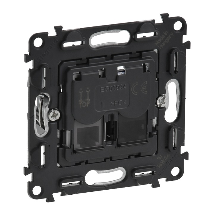 Механизъм за контакт Legrand, RJ11/RJ45, CAT 6, черен